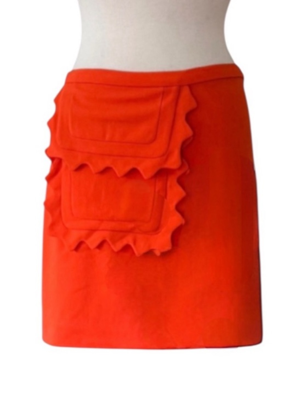 Victoria Beckham For Target Orange Scallop Trim Pocket Mini Skirt